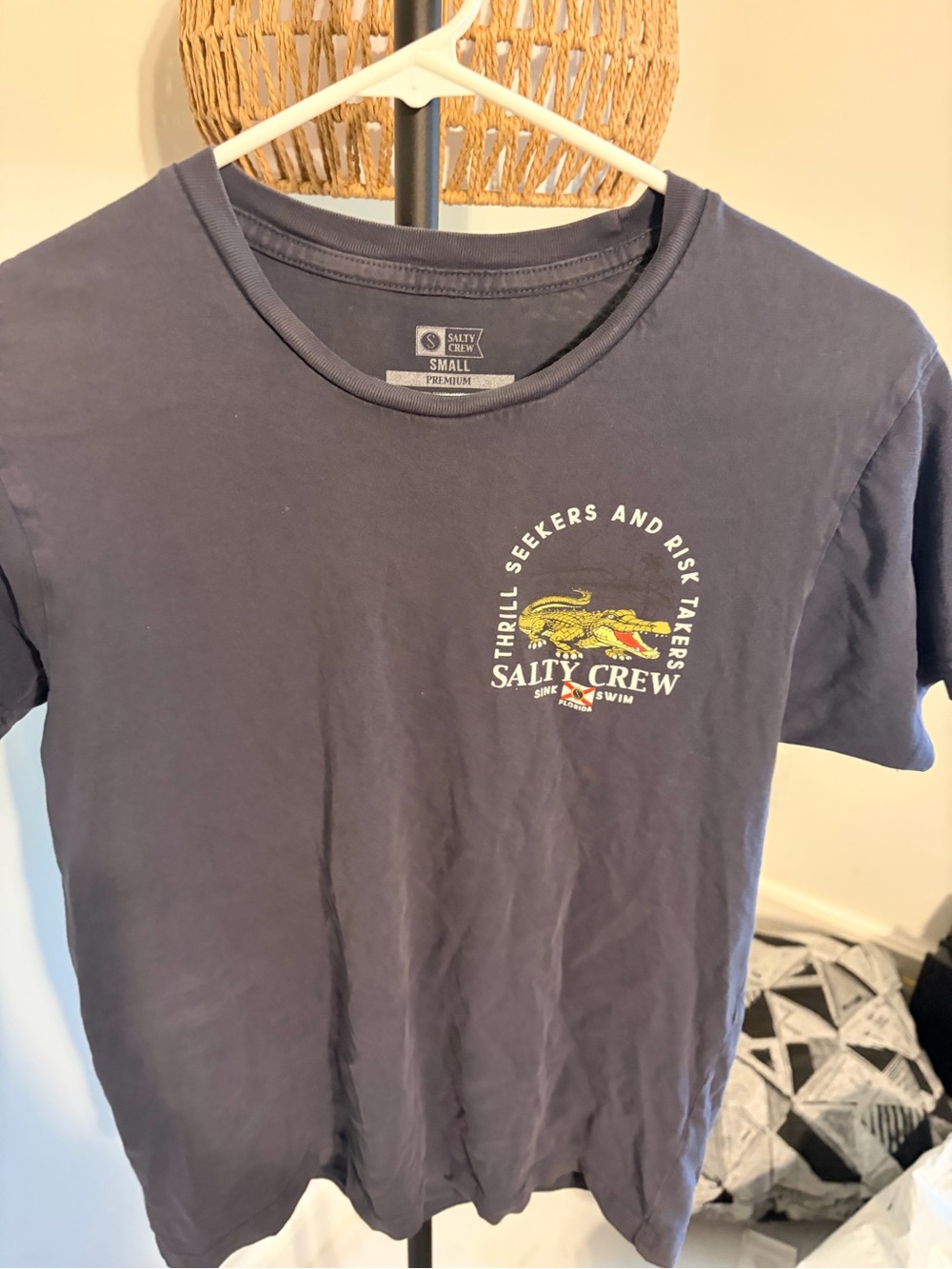 Salty Crew Navy Short-Sleeve Tee with Yellow Graphic